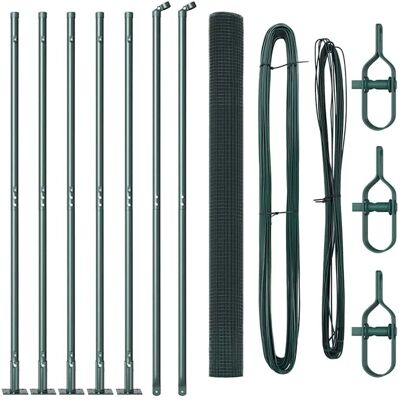 vidaXL Gartenzaun 7 Pfosten Grün 1.5x10 m Langlebiges Metall vidaXL Gartenzaun 7 Pfosten Grün 1.5x10 m Langlebiges Metall