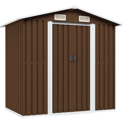 vidaXL Geräteschuppen Braun 204x132x186 cm Stahl 661643 vidaXL Geräteschuppen Braun 204x132x186 cm Stahl 661643