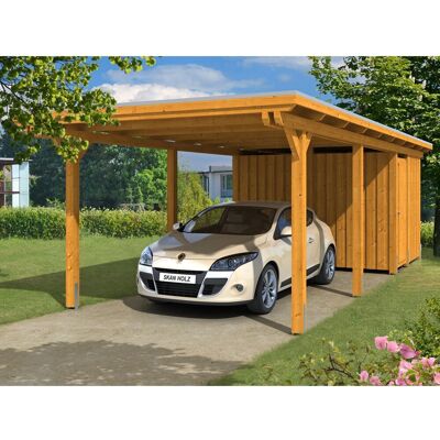 SKANHOLZ Emsland Carport - Flachdach, 354x846cm, Eiche hell - Carport SKANHOLZ Emsland Carport - Flachdach, 354x846cm, Eiche hell - Carport