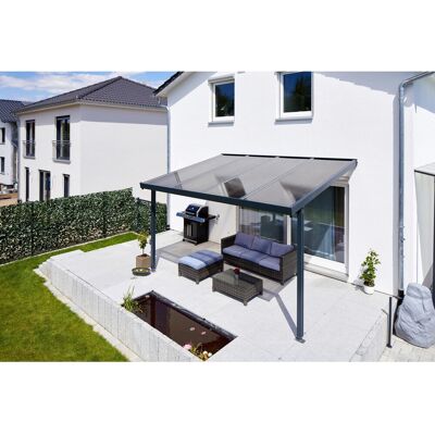 Gutta Terrassenüberdachung Premium (BxT) 410 cm x 406 cm Anthrazit Polycarbonat Bronce Gutta Terrassenüberdachung Premium (BxT) 410 cm x 406 cm Anthrazit Polycarbonat Bronce