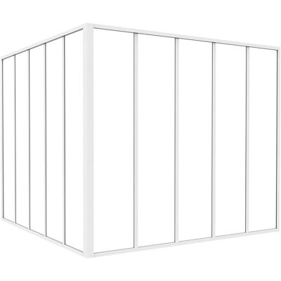 BAYVIEW Weiße Aluminium Eck-Glasscheibe - 150x130cm BAYVIEW Weiße Aluminium Eck-Glasscheibe - 150x130cm
