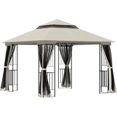Outsunny Pavillon Metall Polyester Gartenzelt Beige 299L x 299B x 274H m Outsunny Pavillon Metall Polyester Gartenzelt Beige 299L x 299B x 274H m