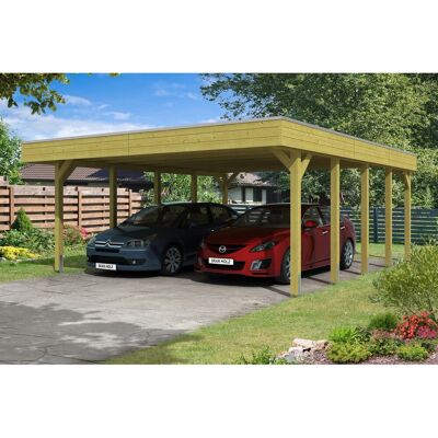 Skanholz Friesland Carport - Imprägniert, Grün, Doppel, 557x708cm - Carport Skanholz Friesland Carport - Imprägniert, Grün, Doppel, 557x708cm - Carport