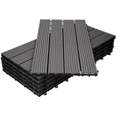 ECD Germany WPC Terrassenfliesen 60x30 cm 24er Spar Set Anthrazit in Holzoptik ECD Germany WPC Terrassenfliesen 60x30 cm 24er Spar Set Anthrazit in Holzoptik