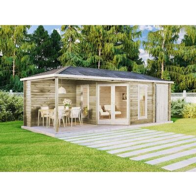 Alpholz Liwa Gartenschuppen mit Anbau - 40mm Wände - Gartenhaus Alpholz Liwa Gartenschuppen mit Anbau - 40mm Wände - Gartenhaus