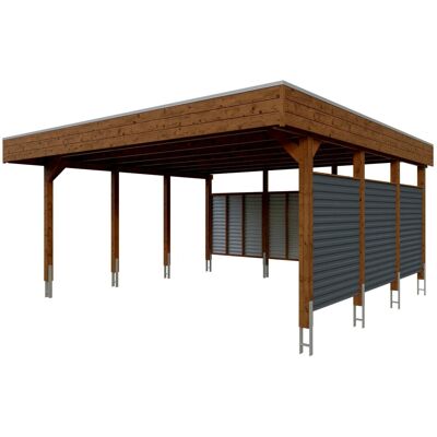 SKANHOLZ - Friesland Set 13 - Nussbaum - 557x555 cm Carport SKANHOLZ - Friesland Set 13 - Nussbaum - 557x555 cm Carport