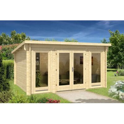Alpholz Gartenhaus Atrium-F - Modernes Design, Doppelttür, 70mm Wand Alpholz Gartenhaus Atrium-F - Modernes Design, Doppelttür, 70mm Wand