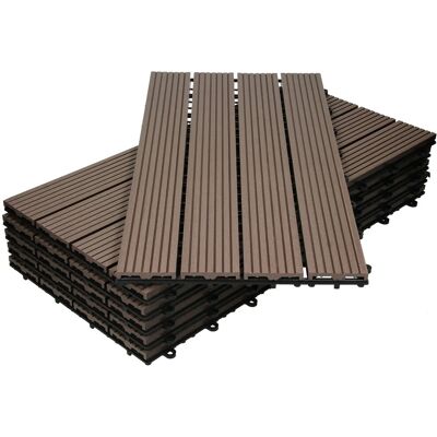 ECD Germany WPC Terrassenfliesen 60x30cm 30er Spar Set Dunkelbraun in Holzoptik ECD Germany WPC Terrassenfliesen 60x30cm 30er Spar Set Dunkelbraun in Holzoptik