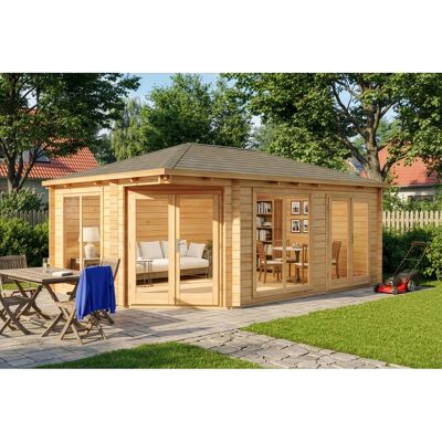 Alpholz 5-Eck Holz-Gartenhaus Julia 598x410cm Naturbelassen 34mm Wandstärke Alpholz 5-Eck Holz-Gartenhaus Julia 598x410cm Naturbelassen 34mm Wandstärke