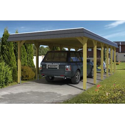 SKANHOLZ Spreewald Carport - Imprägniert, Aluminiumdach, 396x893cm SKANHOLZ Spreewald Carport - Imprägniert, Aluminiumdach, 396x893cm