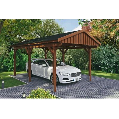 SKANHOLZ Fichtelberg Carport - Holz, Walnuss, Satteldach SKANHOLZ Fichtelberg Carport - Holz, Walnuss, Satteldach
