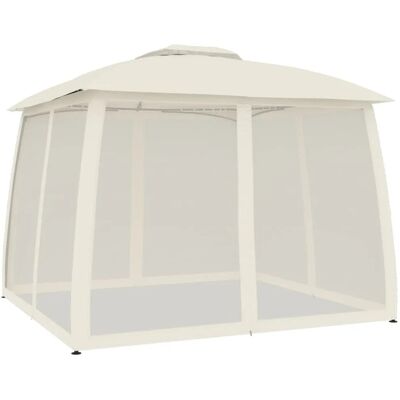 vidaXL 2,93x2,93 m Creme Pavillon mit Doppelstegdach & Netzwänden vidaXL 2,93x2,93 m Creme Pavillon mit Doppelstegdach & Netzwänden