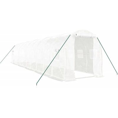 vidaXL Weißes Gewächshaus mit Stahlrahmen - 10x2x2 m - Durchgangsgewächshaus vidaXL Weißes Gewächshaus mit Stahlrahmen - 10x2x2 m - Durchgangsgewächshaus