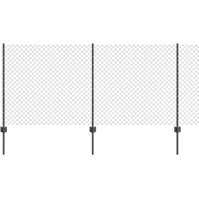 vidaXL Kettenglied-Zaun mit 44 U-Pfosten 25m Grau vidaXL Kettenglied-Zaun mit 44 U-Pfosten 25m Grau