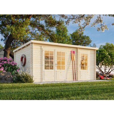 Palmako Ella Holz-Gartenhaus Grau Pultdach Tauchgrundiert 470 cm x 300 cm Palmako Ella Holz-Gartenhaus Grau Pultdach Tauchgrundiert 470 cm x 300 cm