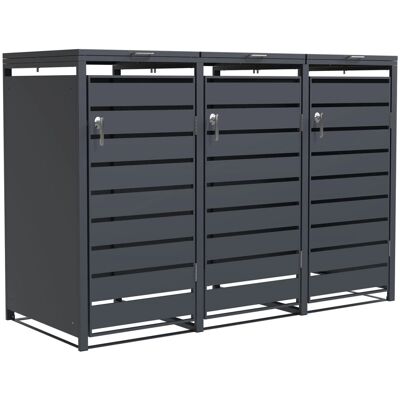 KARAT Mülltonnenbox Magnus mit Edelstahlrahmen 198,5 x 80 x 116 cm 3 Türen KARAT Mülltonnenbox Magnus mit Edelstahlrahmen 198,5 x 80 x 116 cm 3 Türen