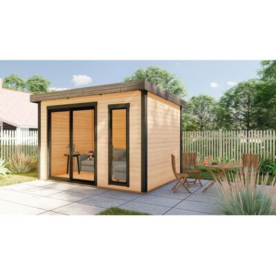 Finn Art Blockhaus 28mm Flachdach Gartenhaus Holz 3,6x3,65m Sydney 51 mit Schiebetür 28mm Fußboden Finn Art Blockhaus 28mm Flachdach Gartenhaus Holz 3,6x3,65m Sydney 51 mit Schiebetür 28mm Fußboden
