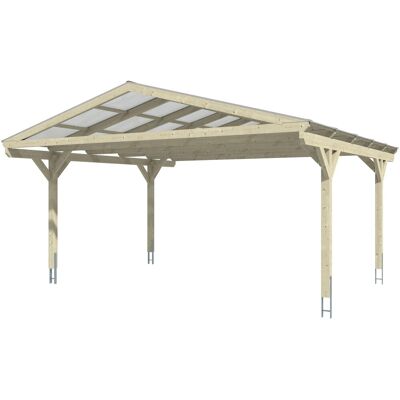 SKANHOLZ Westerwald Carport - Nussbaum - Satteldach - 570x541cm SKANHOLZ Westerwald Carport - Nussbaum - Satteldach - 570x541cm