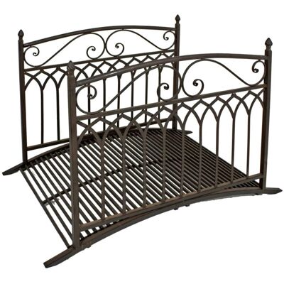 DELUKE Gartenbrücke SEOUL Mit Geländer Antik-Optik Stahl Braun-Schwarz 91x80x136cm Metallbrücke Garten Teichbrücke DELUKE Gartenbrücke SEOUL Mit Geländer Antik-Optik Stahl Braun-Schwarz 91x80x136cm Metallbrücke Garten Teichbrücke