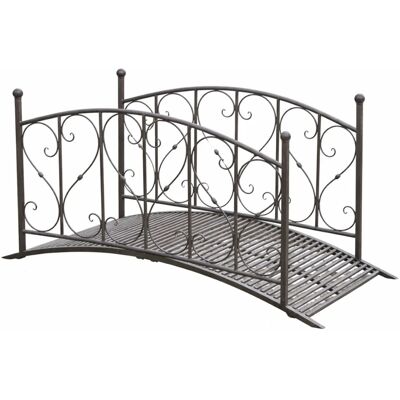 DELUKE Gartenbrücke PARIS Mit Geländer Antik-Optik Stahl Schwarzbraun 91,7x79,3x181,4cm Metallbrücke Garten Teichbrücke DELUKE Gartenbrücke PARIS Mit Geländer Antik-Optik Stahl Schwarzbraun 91,7x79,3x181,4cm Metallbrücke Garten Teichbrücke