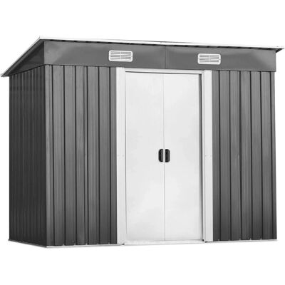 Costway Gerätehaus Metall Gartenhaus 238x131x181cm Grau Costway Gerätehaus Metall Gartenhaus 238x131x181cm Grau