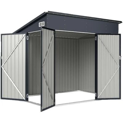 Costway Gartenhaus Metall Gerätehaus mit Vordertür & Seitentür & Pultdach Costway Gartenhaus Metall Gerätehaus mit Vordertür & Seitentür & Pultdach