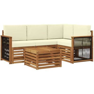 vidaXL Outdoor-Sofagarnitur 5 Stk Natur und Creme 59 x 59 x 37 cm 3384321 vidaXL Outdoor-Sofagarnitur 5 Stk Natur und Creme 59 x 59 x 37 cm 3384321
