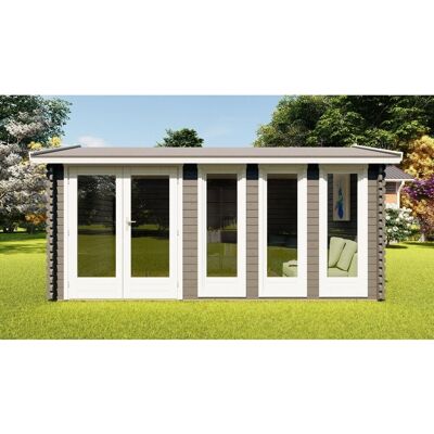 Finn Art Blockhaus 40mm Holz Gartenhaus 4,8x3 m York 13 mit Doppeltür und 28mm Fußboden Finn Art Blockhaus 40mm Holz Gartenhaus 4,8x3 m York 13 mit Doppeltür und 28mm Fußboden