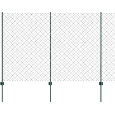 vidaXL - Maschendrahtzaun mit 10 Pfosten oder Grün 1,5x10 m Stahl vidaXL - Maschendrahtzaun mit 10 Pfosten oder Grün 1,5x10 m Stahl