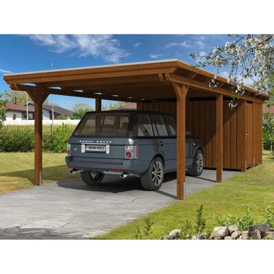 SKANHOLZ Carport Emsland - Flachdach, Abstellraum, Nussbaum - Carport SKANHOLZ Carport Emsland - Flachdach, Abstellraum, Nussbaum - Carport