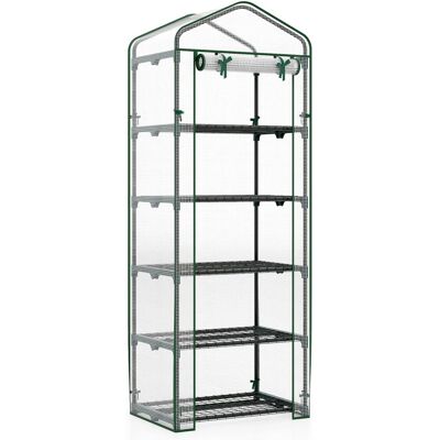 Costway Gewächshaus Klein mit 5 Regalböden Aus Metall 69 x 48 x 190 cm Costway Gewächshaus Klein mit 5 Regalböden Aus Metall 69 x 48 x 190 cm