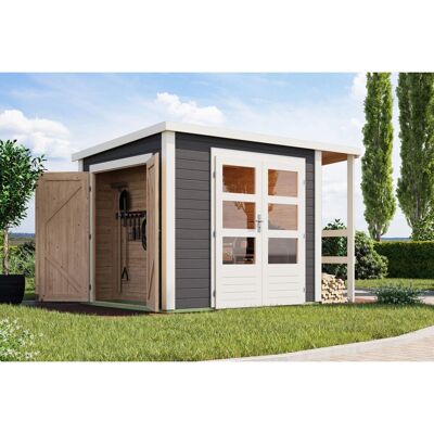 KARIBU Gartenhaus - Nordic Fichte Holz - Pultdach - Doppeltür - Garten KARIBU Gartenhaus - Nordic Fichte Holz - Pultdach - Doppeltür - Garten
