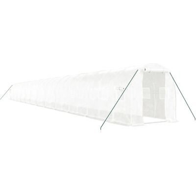 vidaXL Weißes Gewächshaus 24x2x2 m mit Stahlrahmen - Gewächshaus vidaXL Weißes Gewächshaus 24x2x2 m mit Stahlrahmen - Gewächshaus