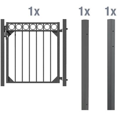Metallzaun Einzeltor-Set Circle Anthrazit z. Einbetonieren 100 cm x 96 cm Metallzaun Einzeltor-Set Circle Anthrazit z. Einbetonieren 100 cm x 96 cm