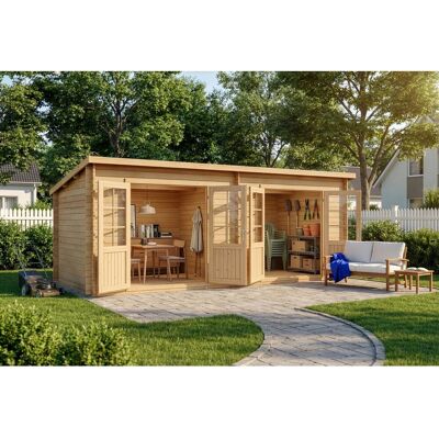 Alpholz Gartenhaus Maria Twin - 28 mm Wandstärke, Doppeltüren, Natur Alpholz Gartenhaus Maria Twin - 28 mm Wandstärke, Doppeltüren, Natur