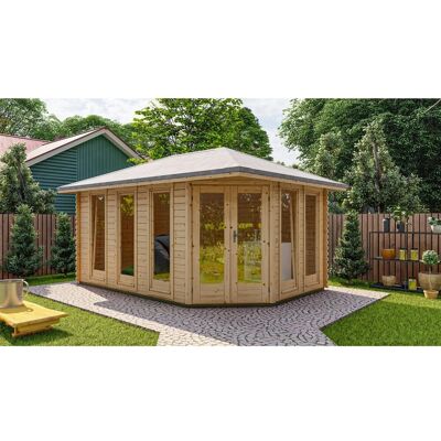 Finn Art Blockhaus 40mm 5 Eck Holz Gartenhaus 4,5x3 m York 4 mit Doppeltür und 28mm Fußboden Finn Art Blockhaus 40mm 5 Eck Holz Gartenhaus 4,5x3 m York 4 mit Doppeltür und 28mm Fußboden