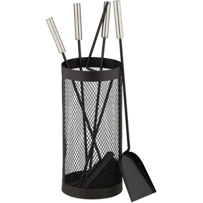 Relaxdays Kaminbesteck Metall Schwarz 5-teilig 56 cm x 17 cm 1,7 kg Relaxdays Kaminbesteck Metall Schwarz 5-teilig 56 cm x 17 cm 1,7 kg