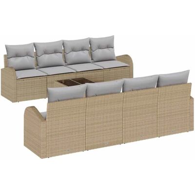 Vidaxl Gartensofaset - 9-teiliges Beige Polyester Rattan Outdoor-Möbelset Vidaxl Gartensofaset - 9-teiliges Beige Polyester Rattan Outdoor-Möbelset