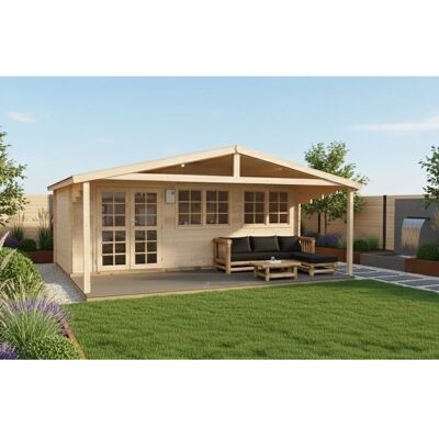 Finn Art Blockhaus 40mm Holz-Gartenhaus 6x3 m Norwegen 10 Unbehandelt mit 28mm Fußboden Finn Art Blockhaus 40mm Holz-Gartenhaus 6x3 m Norwegen 10 Unbehandelt mit 28mm Fußboden