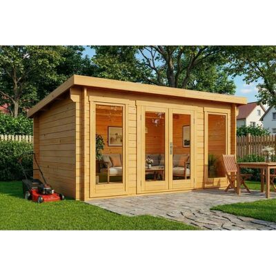 Alpholz Holz-Gartenhaus Atrium F 440x340cm Imprägniert 34mm Wandstärke Alpholz Holz-Gartenhaus Atrium F 440x340cm Imprägniert 34mm Wandstärke
