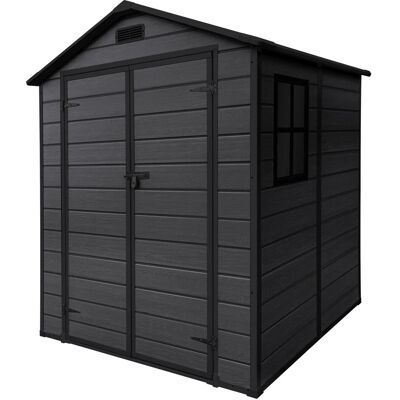 ECD Germany Gartenhaus 4,2 m³ 151x182x220 cm Dunkelgrau aus Kunststoff ECD Germany Gartenhaus 4,2 m³ 151x182x220 cm Dunkelgrau aus Kunststoff