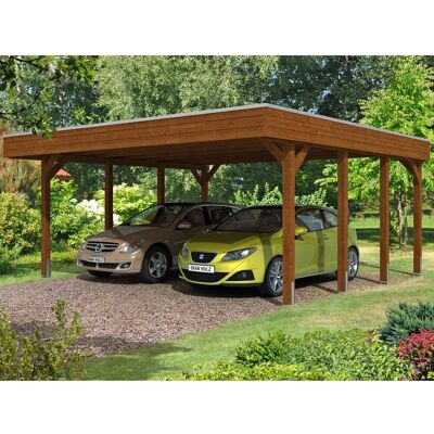 SKANHOLZ Friesland Carport - Flachdach, 2 Fahrzeuge, Braun SKANHOLZ Friesland Carport - Flachdach, 2 Fahrzeuge, Braun