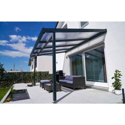 Gutta Terrassenüberdachung Premium (BxT) 410 cm x 306 cm Anthrazit Polycarbonat Klar Gutta Terrassenüberdachung Premium (BxT) 410 cm x 306 cm Anthrazit Polycarbonat Klar