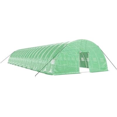 vidaXL Gewächshaus Stahlrahmen - 120 m² - 20x6x2.85 m - Grün vidaXL Gewächshaus Stahlrahmen - 120 m² - 20x6x2.85 m - Grün