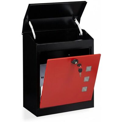 Relaxdays Briefkasten Stahl Schwarz Rot Abschließbar Wetterfest 53 x 43,5 x 26 cm 8 kg Relaxdays Briefkasten Stahl Schwarz Rot Abschließbar Wetterfest 53 x 43,5 x 26 cm 8 kg