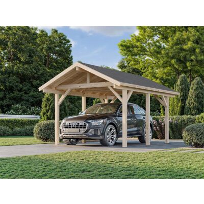 Palmako Einzelcarport Robert Holz Tauchgrundiert Braun 315 cm x 372 cm Palmako Einzelcarport Robert Holz Tauchgrundiert Braun 315 cm x 372 cm