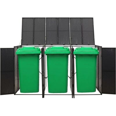 vidaXL Mülltonnenbox für 3 Tonnen Schwarz 207x80x117 cm Poly Rattan vidaXL Mülltonnenbox für 3 Tonnen Schwarz 207x80x117 cm Poly Rattan