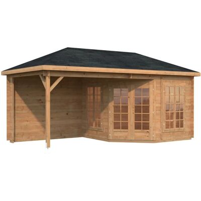 Palmako Melanie Holz-Pavillon - 7,0 + 8,1 m², Hellbraun, Ohne Dacheindeckung Palmako Melanie Holz-Pavillon - 7,0 + 8,1 m², Hellbraun, Ohne Dacheindeckung