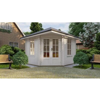 Finn Art Blockhaus 5-Eck Holz-Gartenhaus 3x3m Norwegen 17 Unbehandelt mit 28mm Fußboden Finn Art Blockhaus 5-Eck Holz-Gartenhaus 3x3m Norwegen 17 Unbehandelt mit 28mm Fußboden