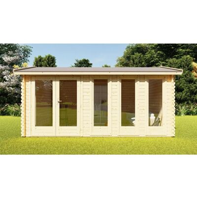 Finn Art Blockhaus 40mm Holz Gartenhaus 4,8x3 m York 14 mit Doppeltür und 28mm Fußboden Finn Art Blockhaus 40mm Holz Gartenhaus 4,8x3 m York 14 mit Doppeltür und 28mm Fußboden